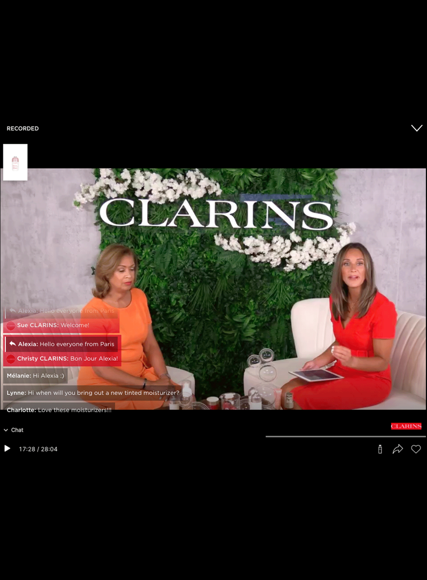 Clarins bambuser live shopping retail innovation luxe