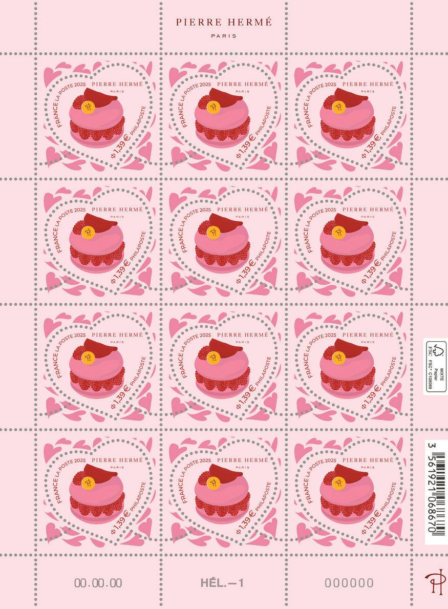 pierre hermé paris la poste timbres saint valentin 2025